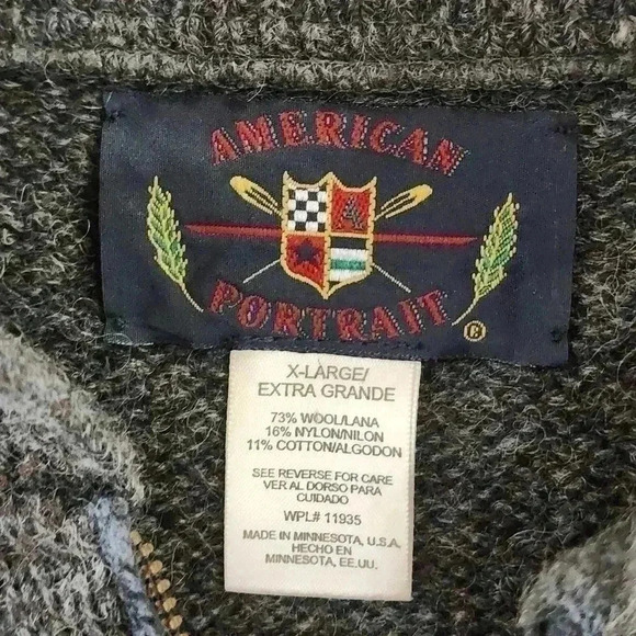 Vintage American Portrait Made In USA Wool Mock Pullover Men's Sweater XL - Picture 5 of 7